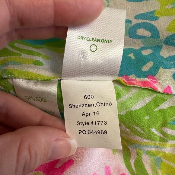 Lilly Pulitzer Elsa Silk Top Small Multi Via Del Mar Bright Resort Preppy - Picture 9 of 10